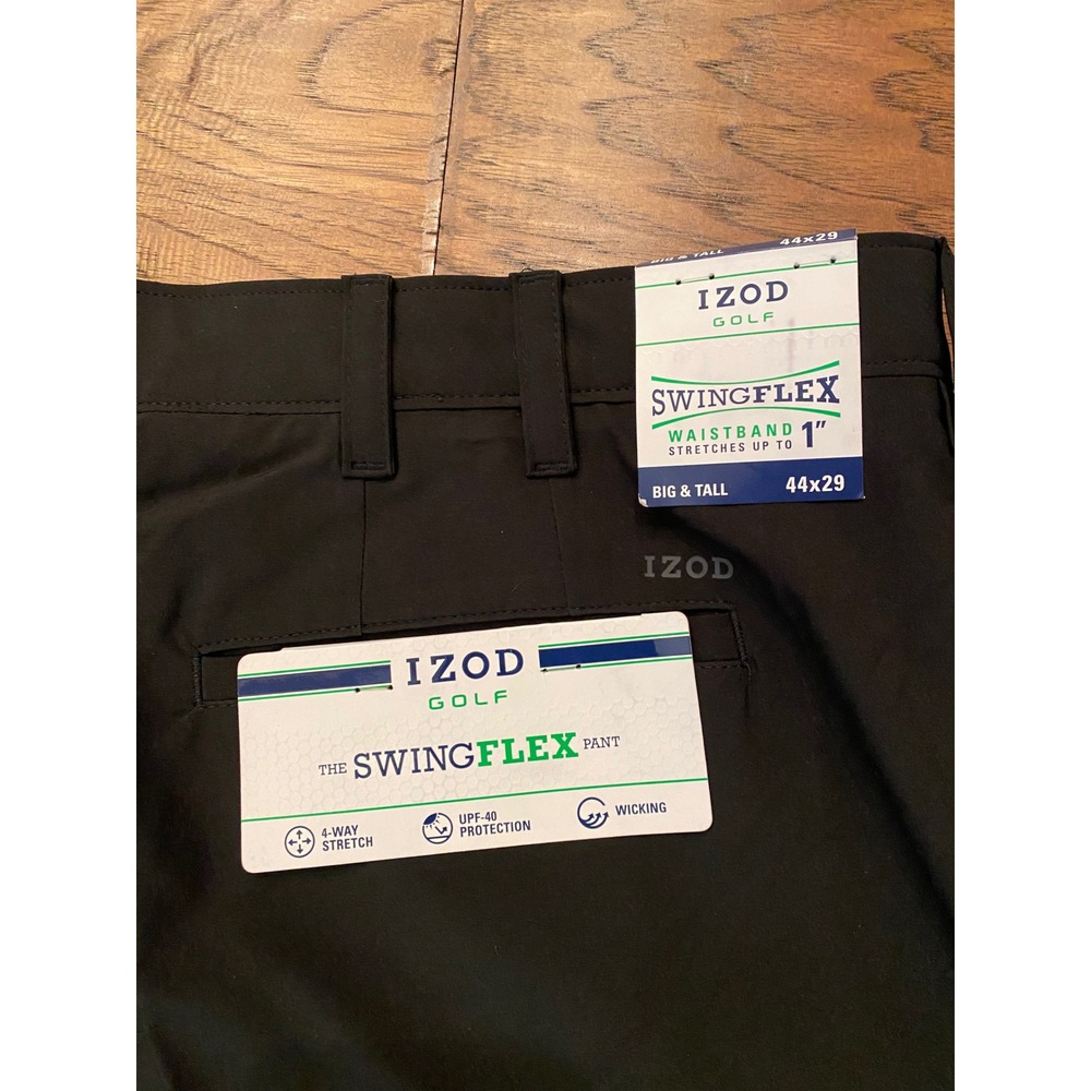 IZOD Golf Swing Flex Pants Mens 44x29 Black Fore Way Stretch Gripper Waistband - Picture 10 of 11
